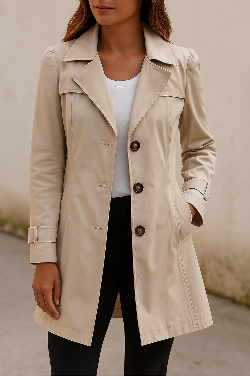 Bushii | Dames Trenchcoat – Lentejas Lang Model met Knoopsluiting