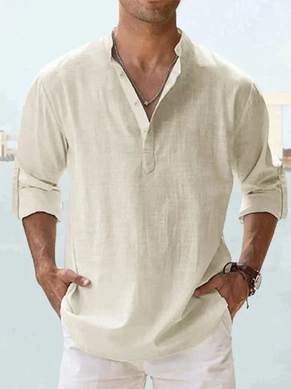 Variant image for Heren Shirt Marineblauw M 100% Linnen Overhemd voor Casual Stranduitjes-33