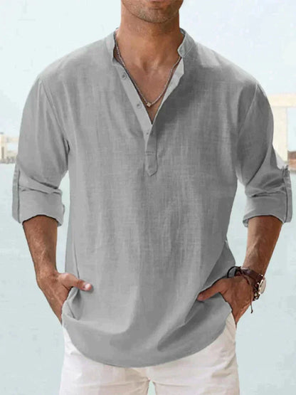 Variant image for Heren Shirt Marineblauw M 100% Linnen Overhemd voor Casual Stranduitjes-41