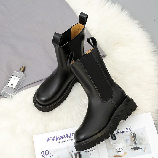 SUZIE - Zwarte Chunky Chelsea Boots – Stoer & Stijlvol