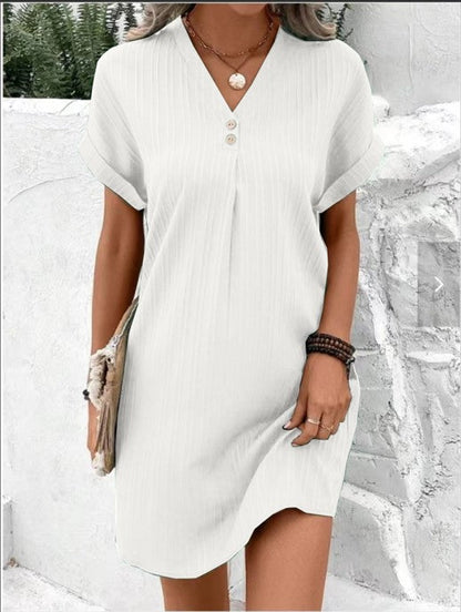 Bushii | Zomerjurk Dames – Korte Jurk met V-Hals & Hoge Taille