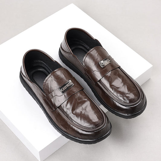 Bushii | Heren Loafers Zwart PU Leer Slip-On Rubber Zool