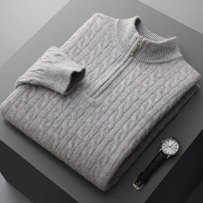 JAMES | Luxe Cashmere Herentrui met Ritssluiting