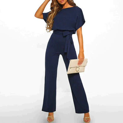 Feestelijke Dames Jumpsuit Zwart Lichtgewicht Polyester met Riem