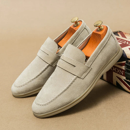 Bushii | Heren Loafers Suede Zwart voor Mannen - Klassieke Slip-On Schoenen