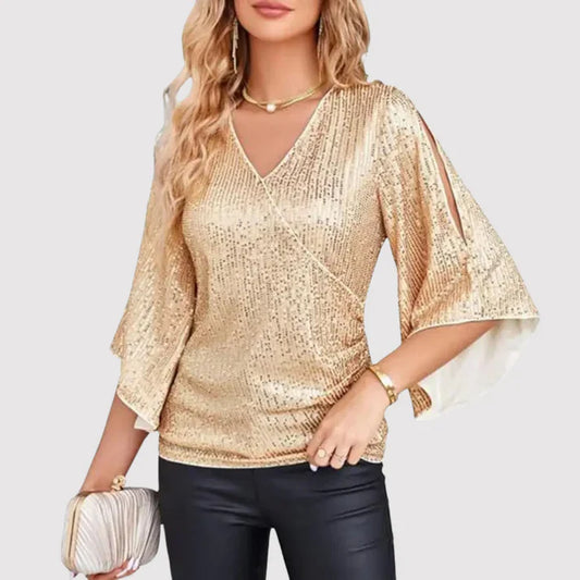 Bushii | Dames Glitter Top Katoen Festive Elegant Design