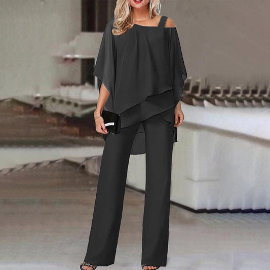 Bushii Dames Jumpsuit Katoen Zwart Feestelijk met Koude Schouder voor Elegante Gelegenheden