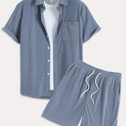 Bushii | Luxe Effen Zomerset Heren – Set met Overhemd & Shorts