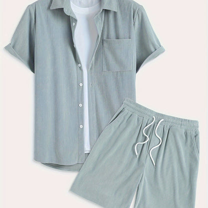 Bushii | Luxe Effen Zomerset Heren – Set met Overhemd & Shorts