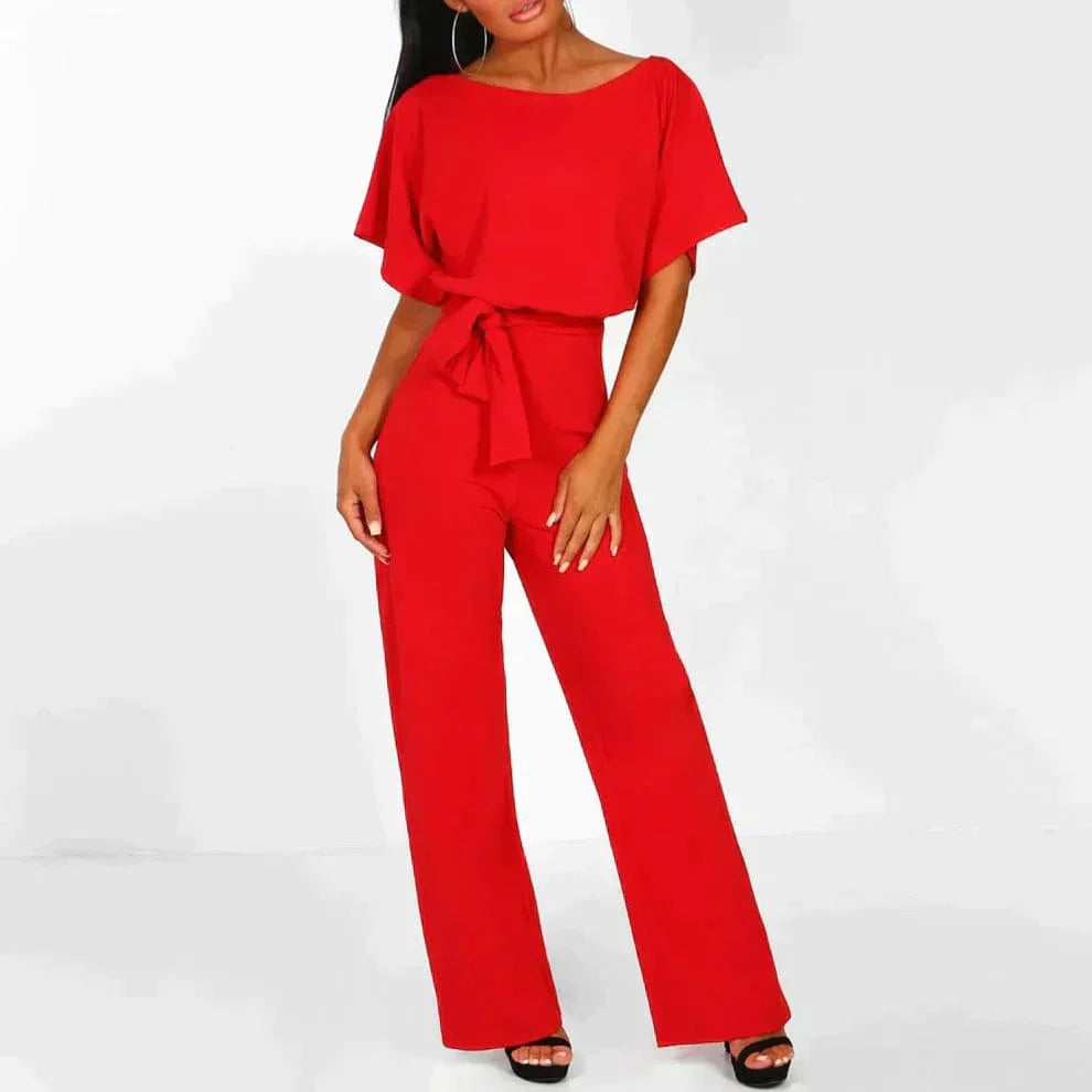 Feestelijke Dames Jumpsuit Zwart Lichtgewicht Polyester met Riem