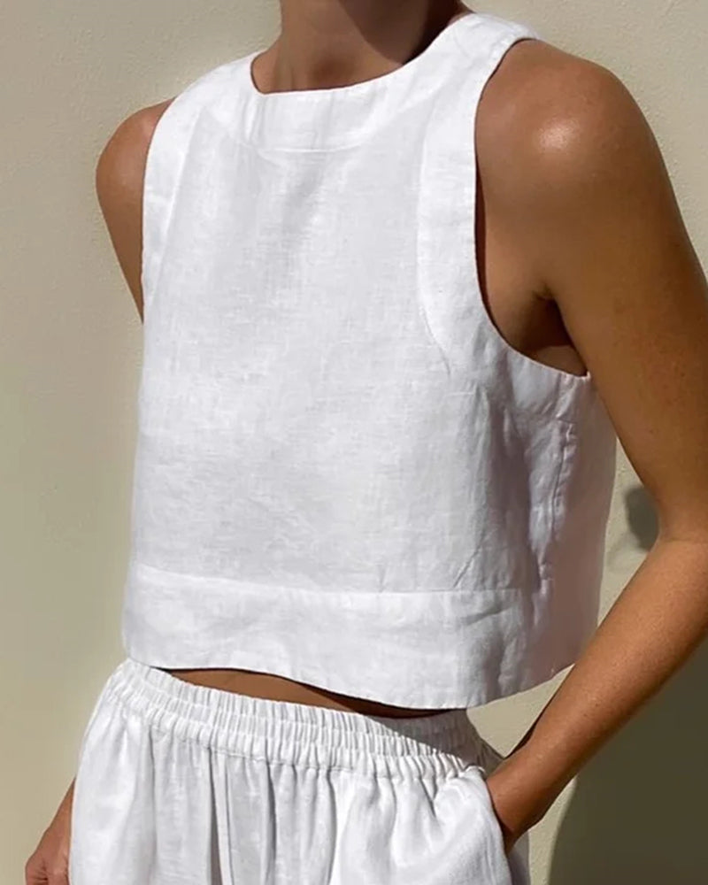 Dames Tweedelige Set Katoen en Linnen Comfy Set