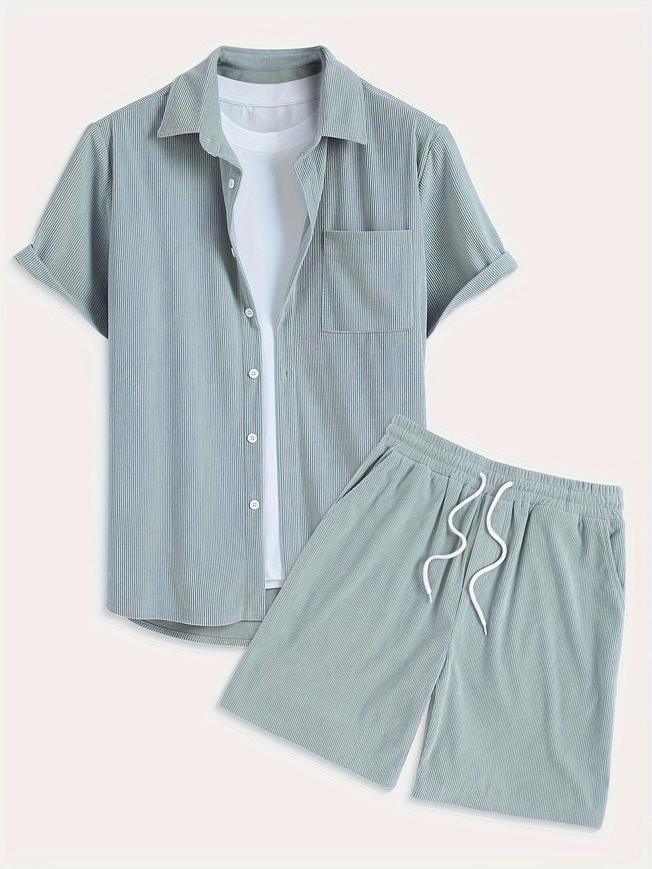 Bushii | Luxe Effen Zomerset Heren – Set met Overhemd & Shorts