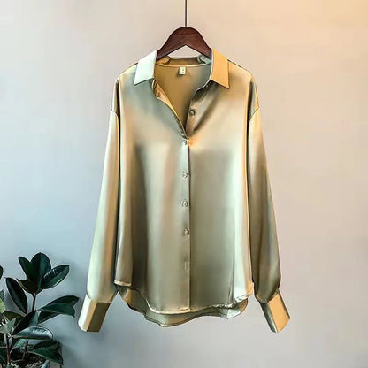 NOLA | Satijnen Blouse Met Lange Mouwen