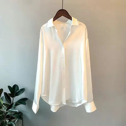 NOLA | Satijnen Blouse Met Lange Mouwen