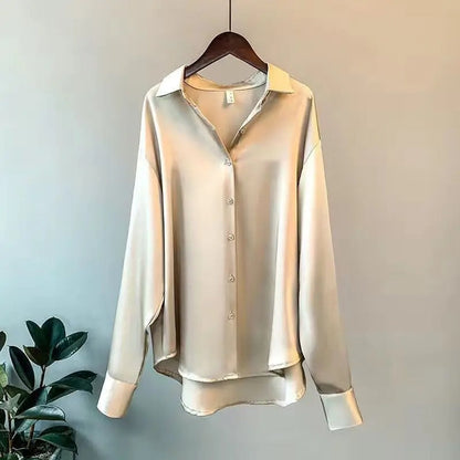 NOLA | Satijnen Blouse Met Lange Mouwen