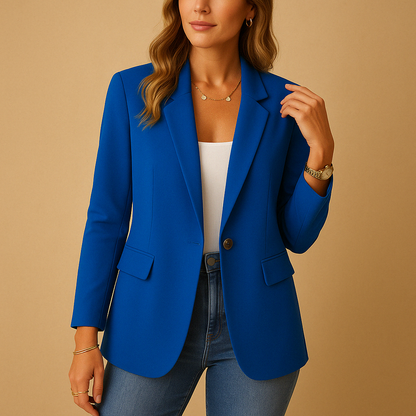 Zwarte Blazer Dames Getailleerd Stretchmateriaal