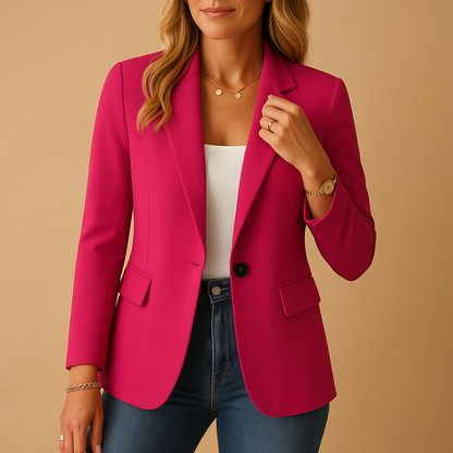 Zwarte Blazer Dames Getailleerd Stretchmateriaal