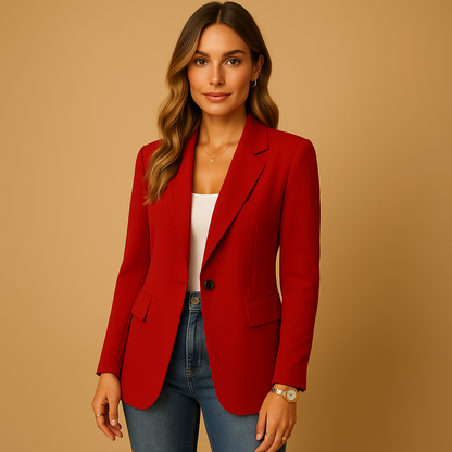 Zwarte Blazer Dames Getailleerd Stretchmateriaal