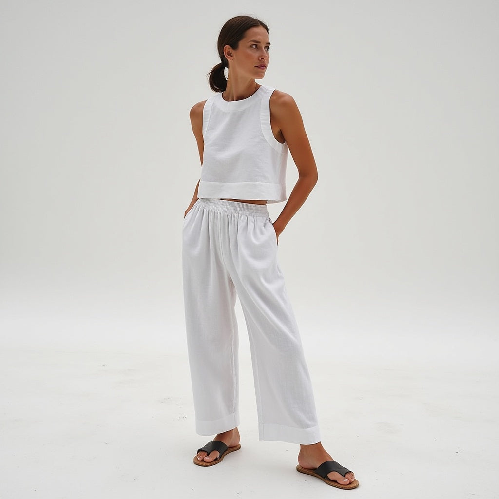 Dames Tweedelige Set Katoen en Linnen Comfy Set