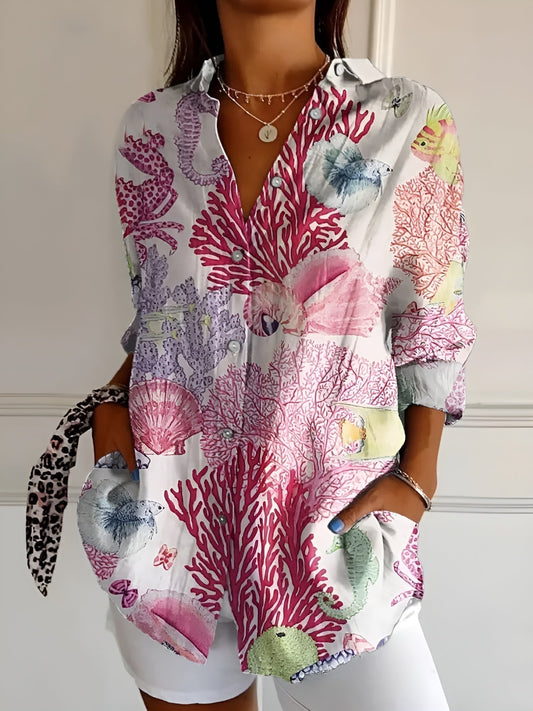 Bushii | Dames Shirt Katoen Button Down Ademend voor Casual en Formele Gelegenheden